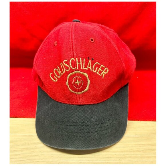 Goldschlager "Yikes!" Cap Red Fabric Adult Men's One Size Snap Adjustable - Picture 1 of 4